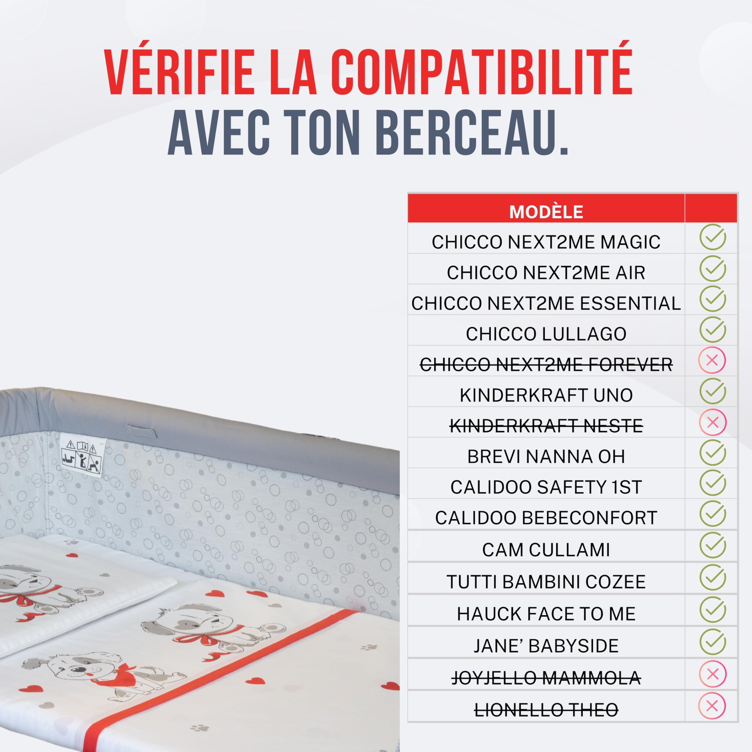 GOYSILA Lot de 2 Draps Housses Cododo 50x83 cm pour Chicco Next2Me et Berceau Bébé Coton Oeko-Tex avec 1 Protège-Matelas Respirant Compatible Kinderkraft Uno Lullago Dream Lit Parapluie