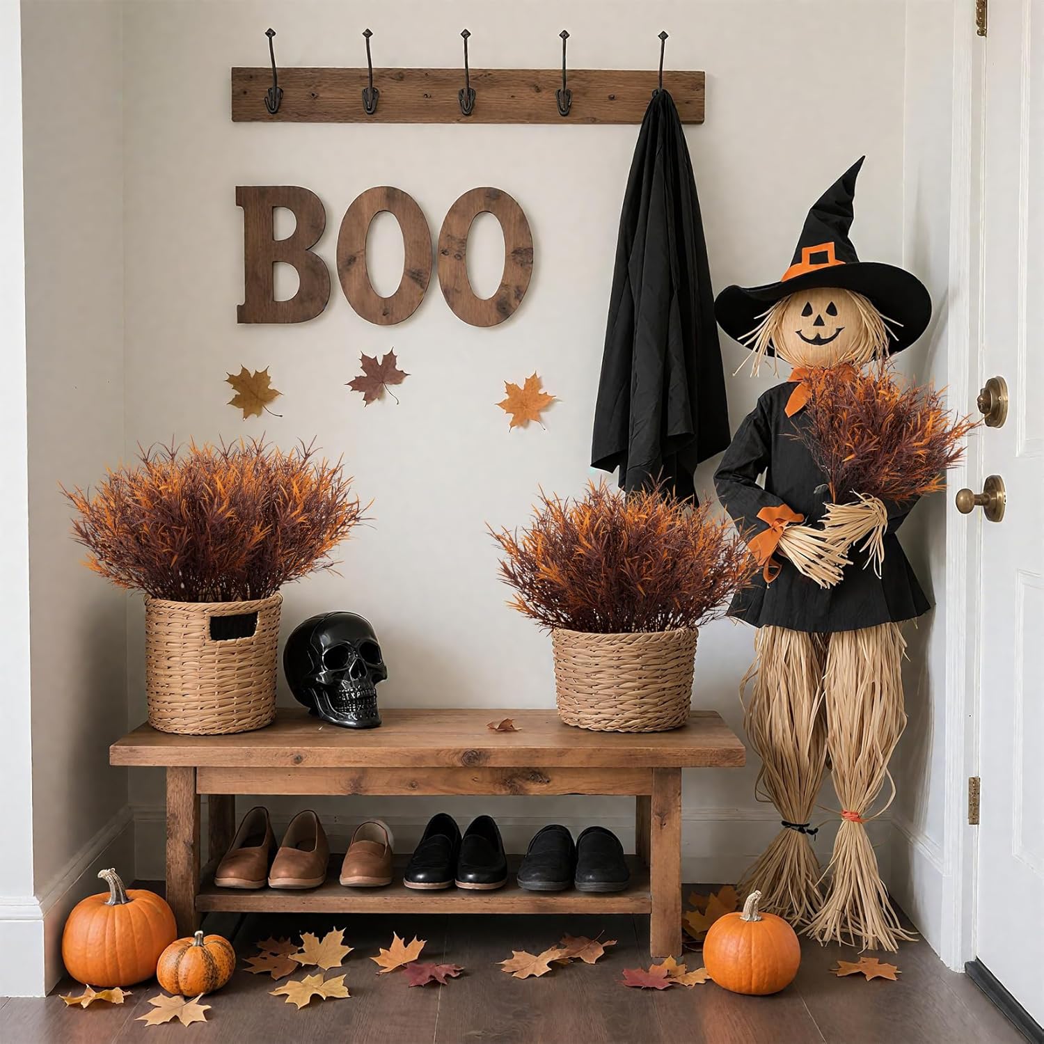 Thanksgiving Artificial Fall Flowers for Outdoors - 4PCS Fall Needle Grass Fake Flowers for Decoration, Fall Decorations for Centerpiece Table Vase Home Front Porch Patio Outdoor Wedding - Image 5