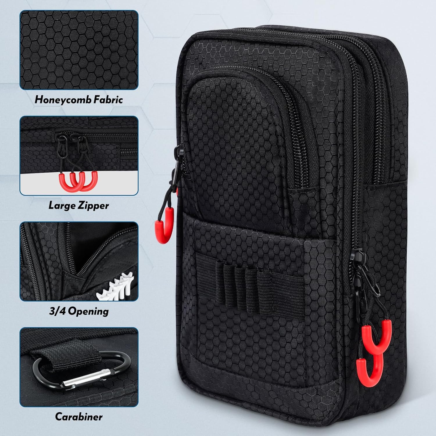 mytag Golf Ball Bag Pouch Zipper | Store 12-15 Balls, Golf Valuables Pouch Portable Outfit Organizer Bag Organizer Case Multipocket, Black - Image 4