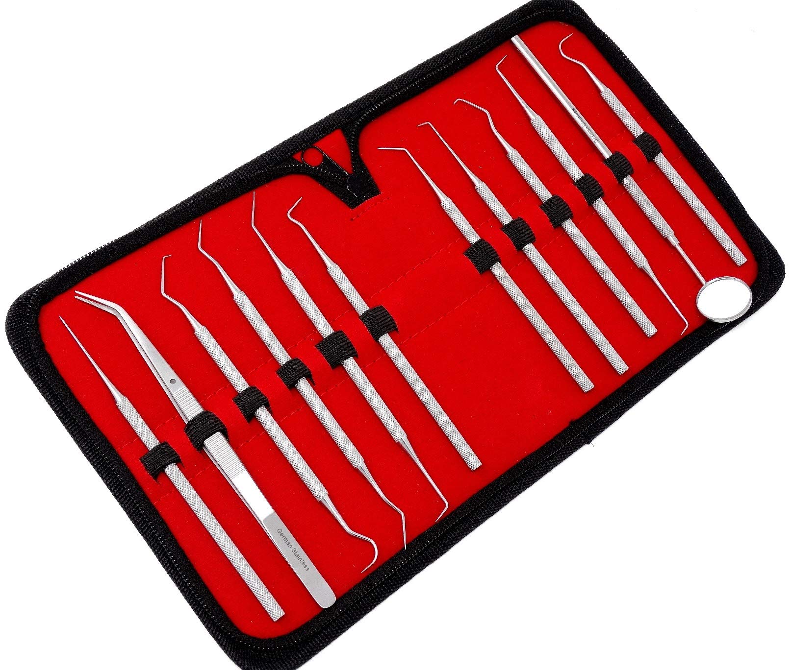 Set of 12 Stainless Steel Single and Double Ended High Precision Micro Dental Oral Hygiene Picks Set Combo, 5.5 inch to 6 inch Overall Length