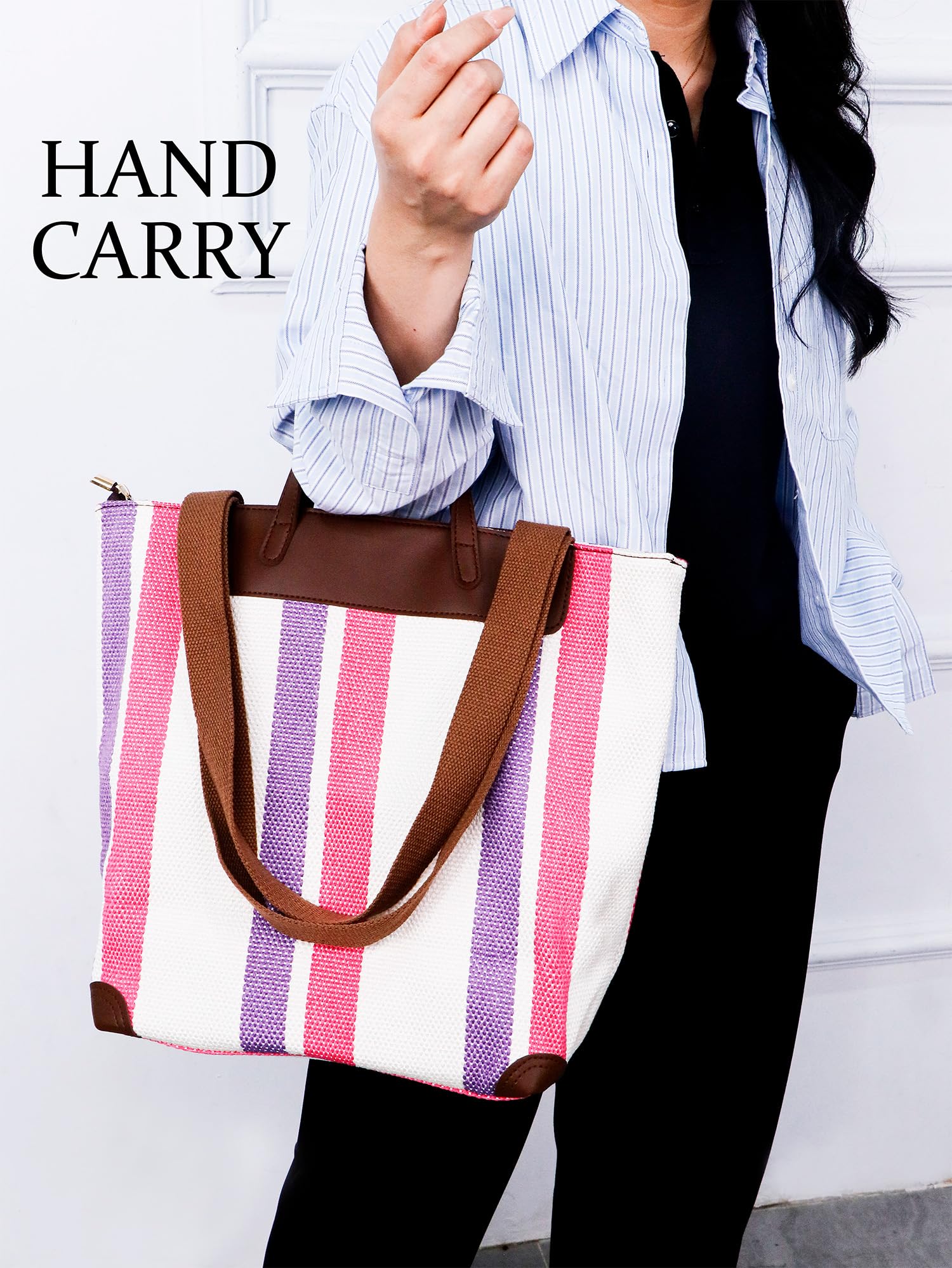 HFLZBRO Borsa da lavoro grande da donna – Borsa a tracolla in tela per ufficio e uso quotidiano, borsa a spalla con ampio spazio di archiviazione