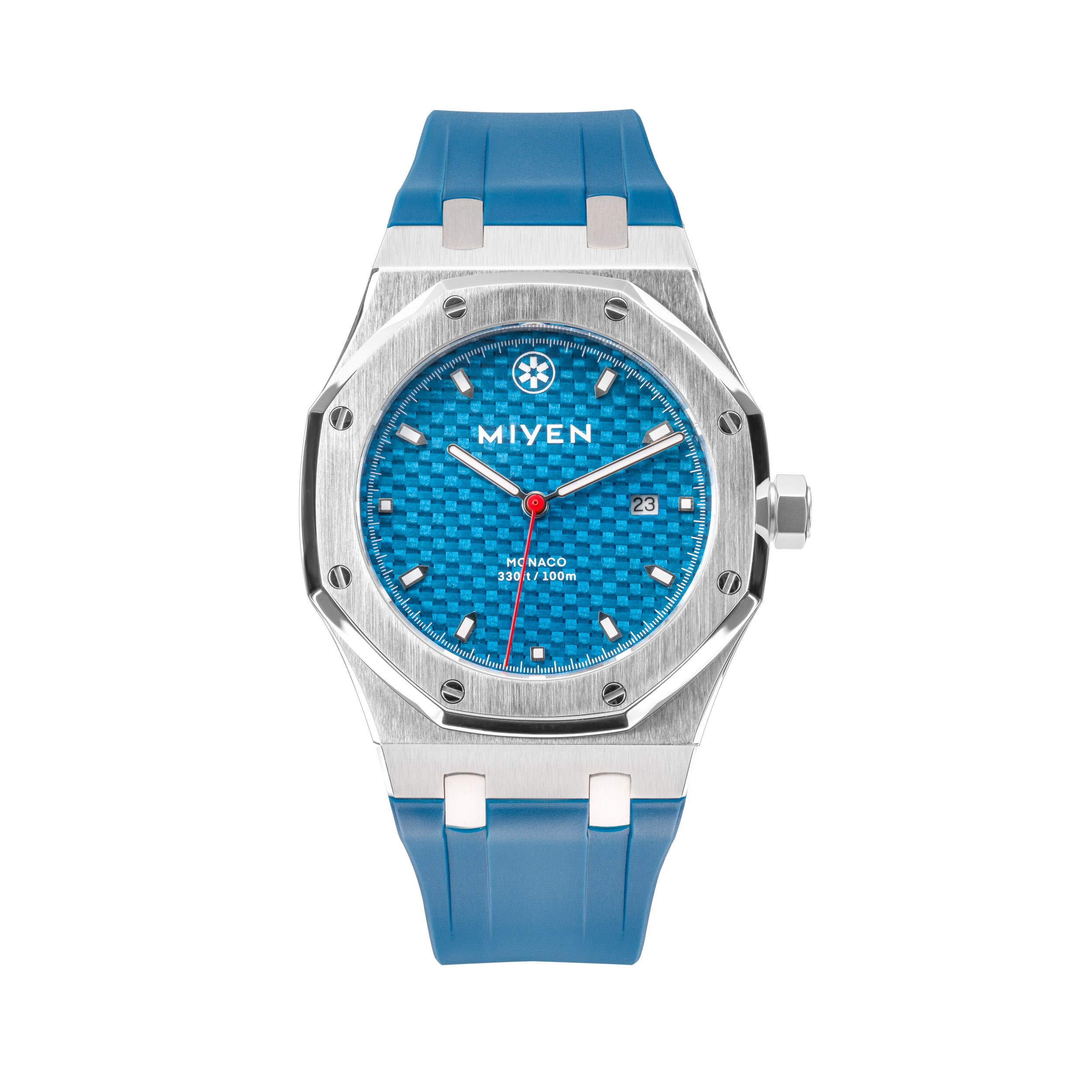 Monaco – Orologio Da Uomo Miyota, Quadrante In Carbonio, Vetro Zaffiro, Cinturino In Gomma, Impermeabile 10 Bar - 3