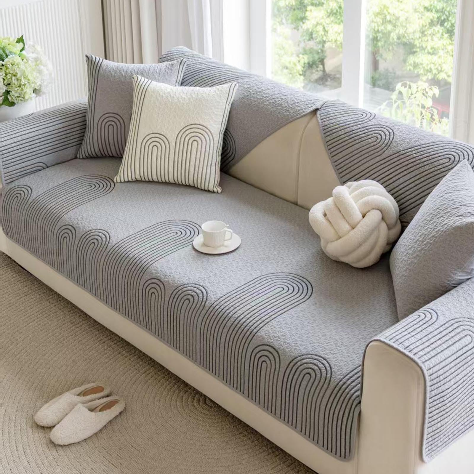 Housse de canapé en coton gris 30x50cm avec coussin pour salon