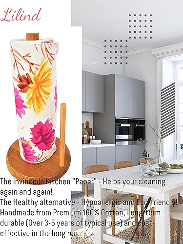 Miniatura 3 de Lilind 10 Pack Reusable Kitchen Roll, Zero Waste, Cloth Wipes, Family Cloth, Washable Nonpaper Towels, Rose Flowers
