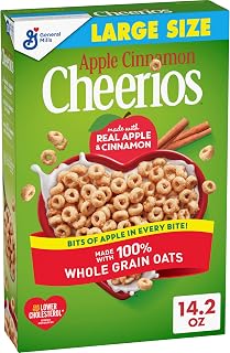 Apple Cinnamon Cheerios, Heart Healthy Gluten Free Breakfast Cereal, Made with Whole Grain Oats, Large Size, 14.2 oz
