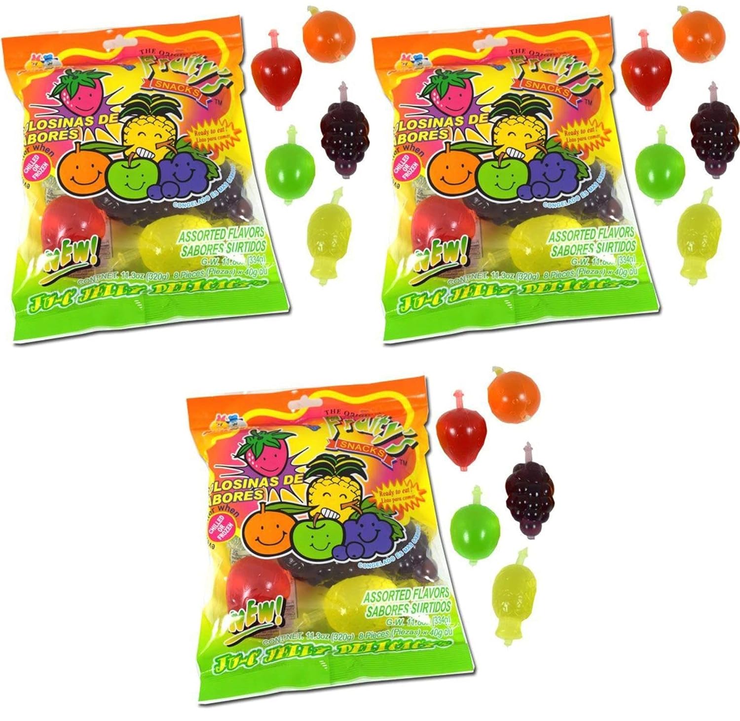 Din Don Fruity's JU-C Jelly Fruit Snacks Pack of 3 - 4 pack