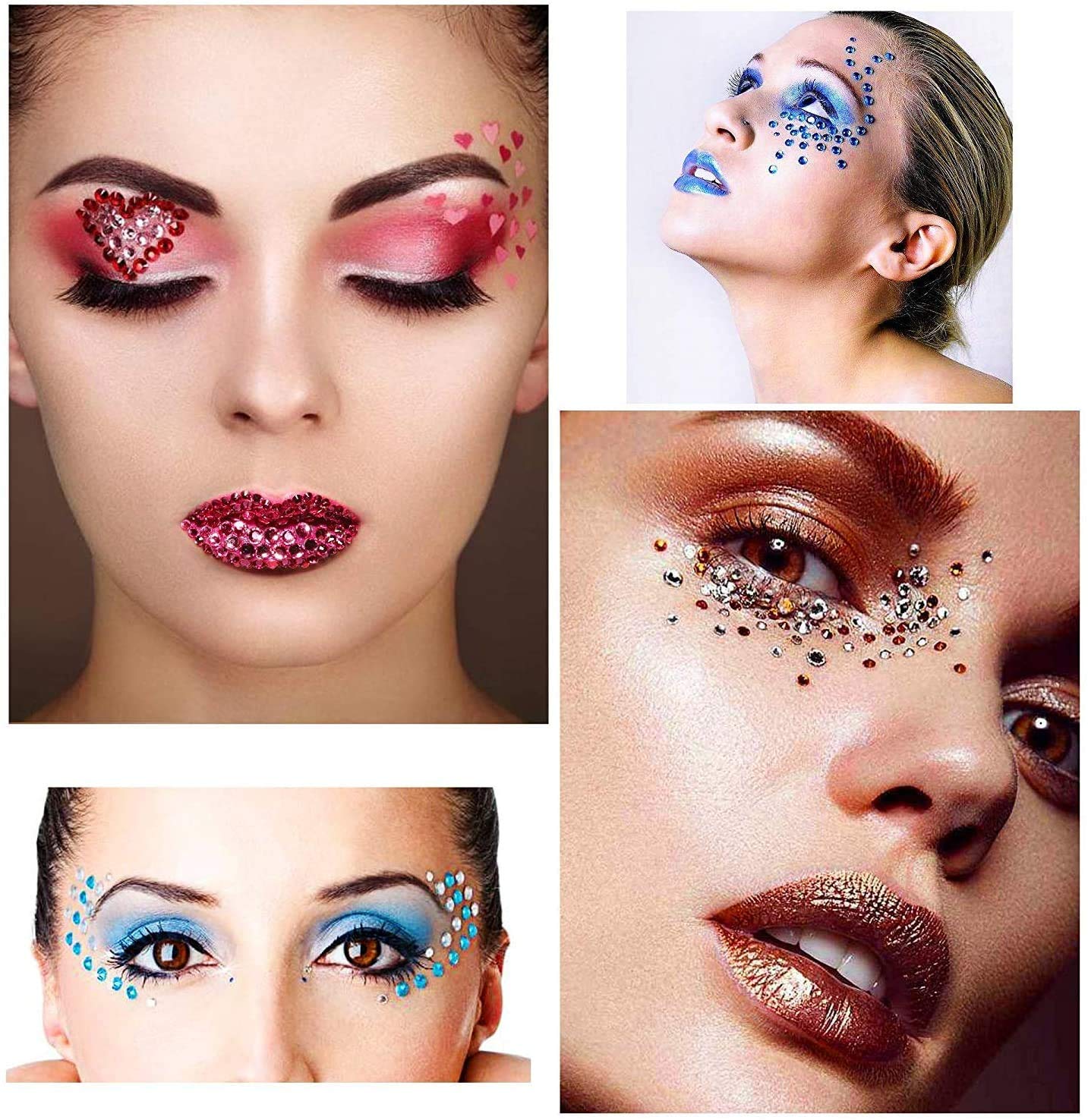 Halloween 10 Sheets Eye Body Face Gems Rhinestone Stickers Self Adhesive Rhinestones Rainbow Face Gems for Women Festival Accessory and Nail Art Decorations Bling