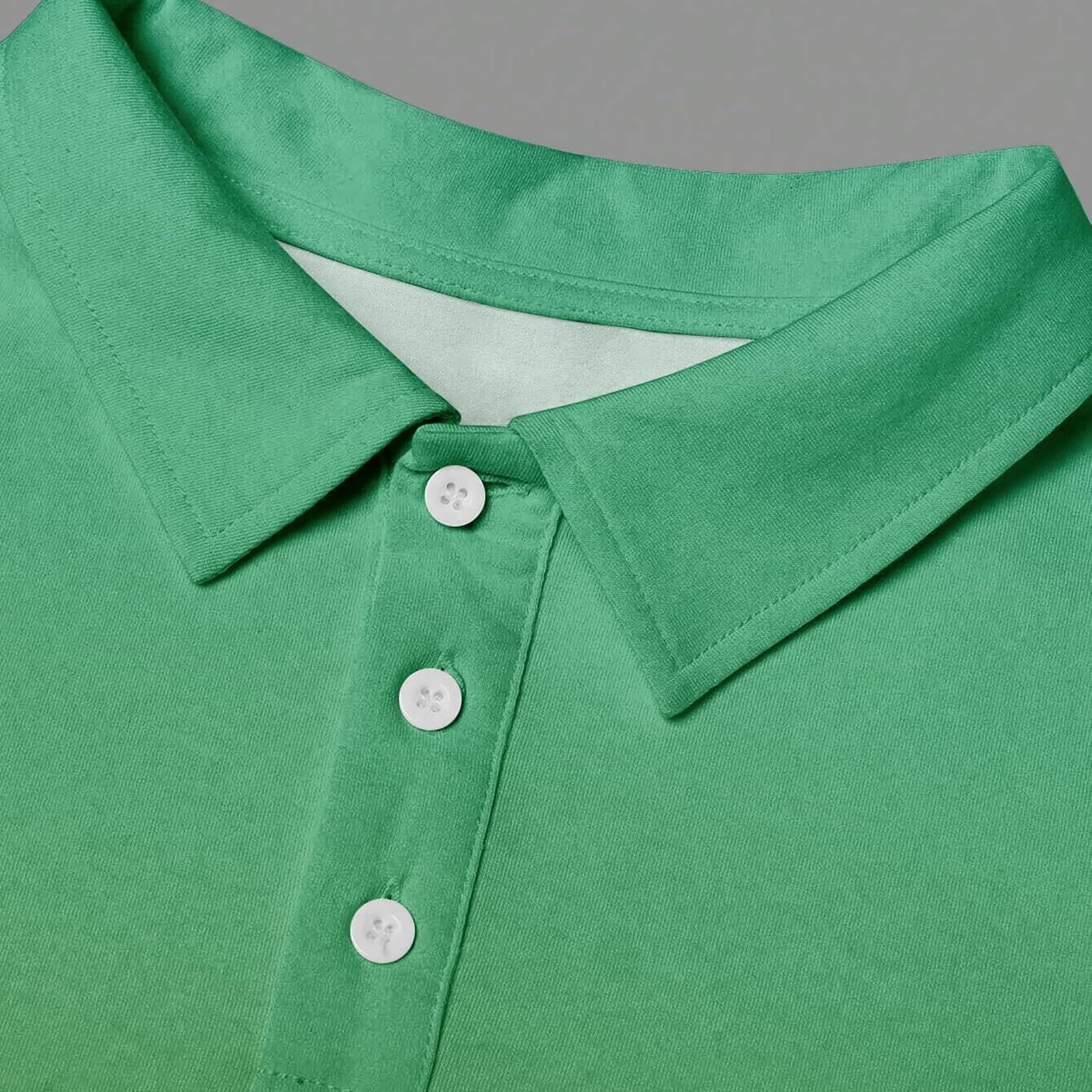 Generico Polo Uomo Manica Lunga a Colore Sfumato Ombré, Colletto Abbottonato Leggero, Modello Raffinato Adatto per Il Golf, Tennis e uscite quotidiane(1A-Green, M)