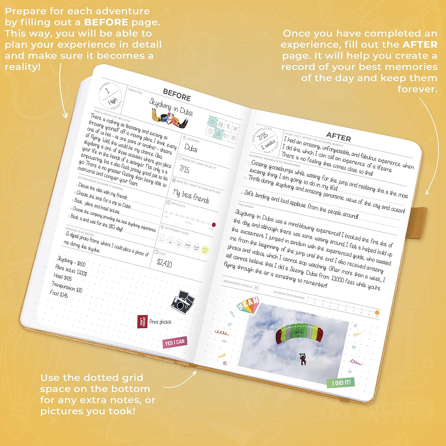 Clever Fox Bucket List Journal, Inspirational Book for Memories & Adventures - Image 4