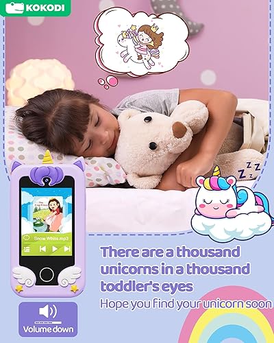 Miniatura 16 de KOKODI Teléfono inteligente para niños, pantalla táctil HD con doble cámara para niños, regalos de cumpleaños de Navidad, dinosaurio, teléfono