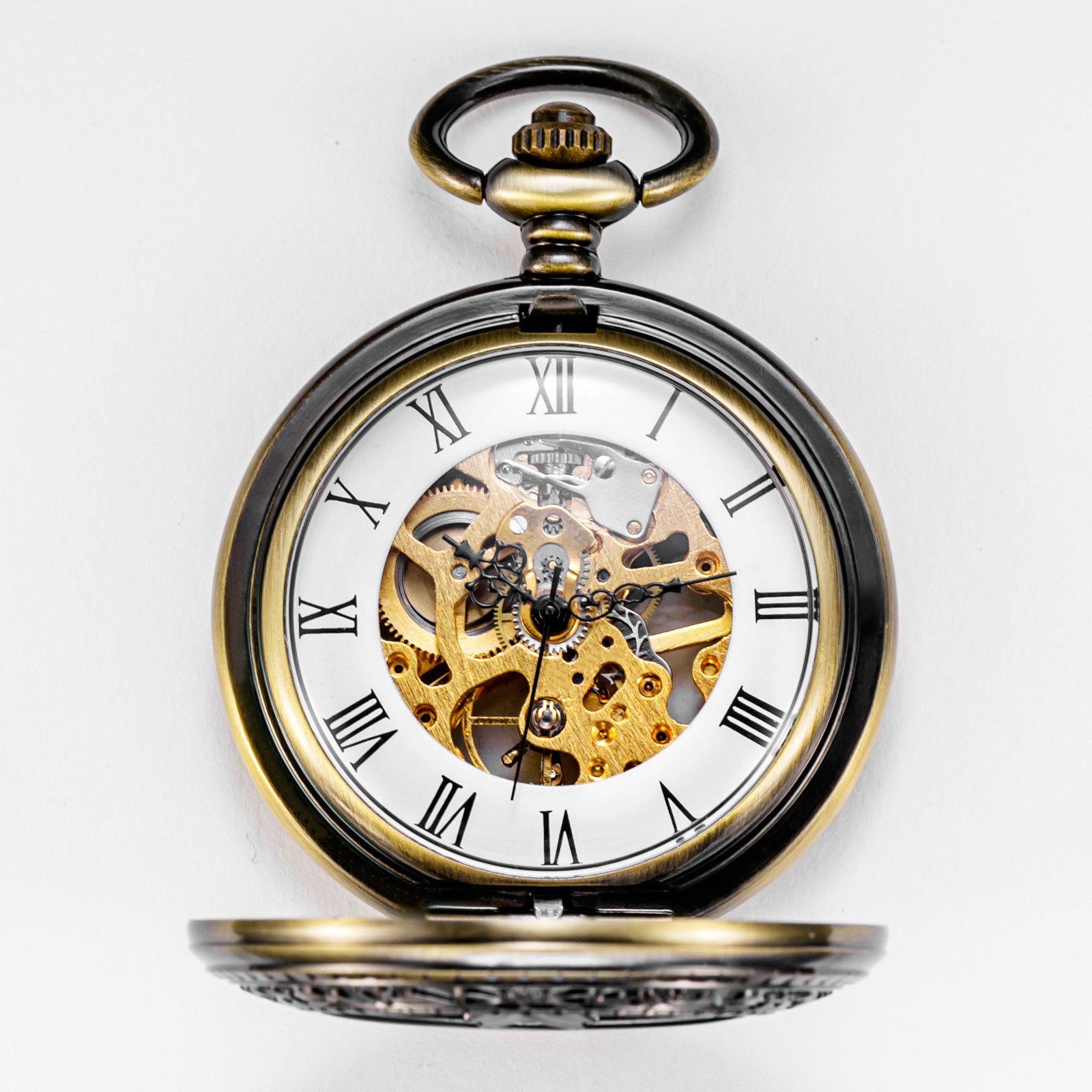 TREEWETO Montre Gousset Mecanique Montres Poche Steampunk Squelette rétro Pendentif Montre Gousset Dore