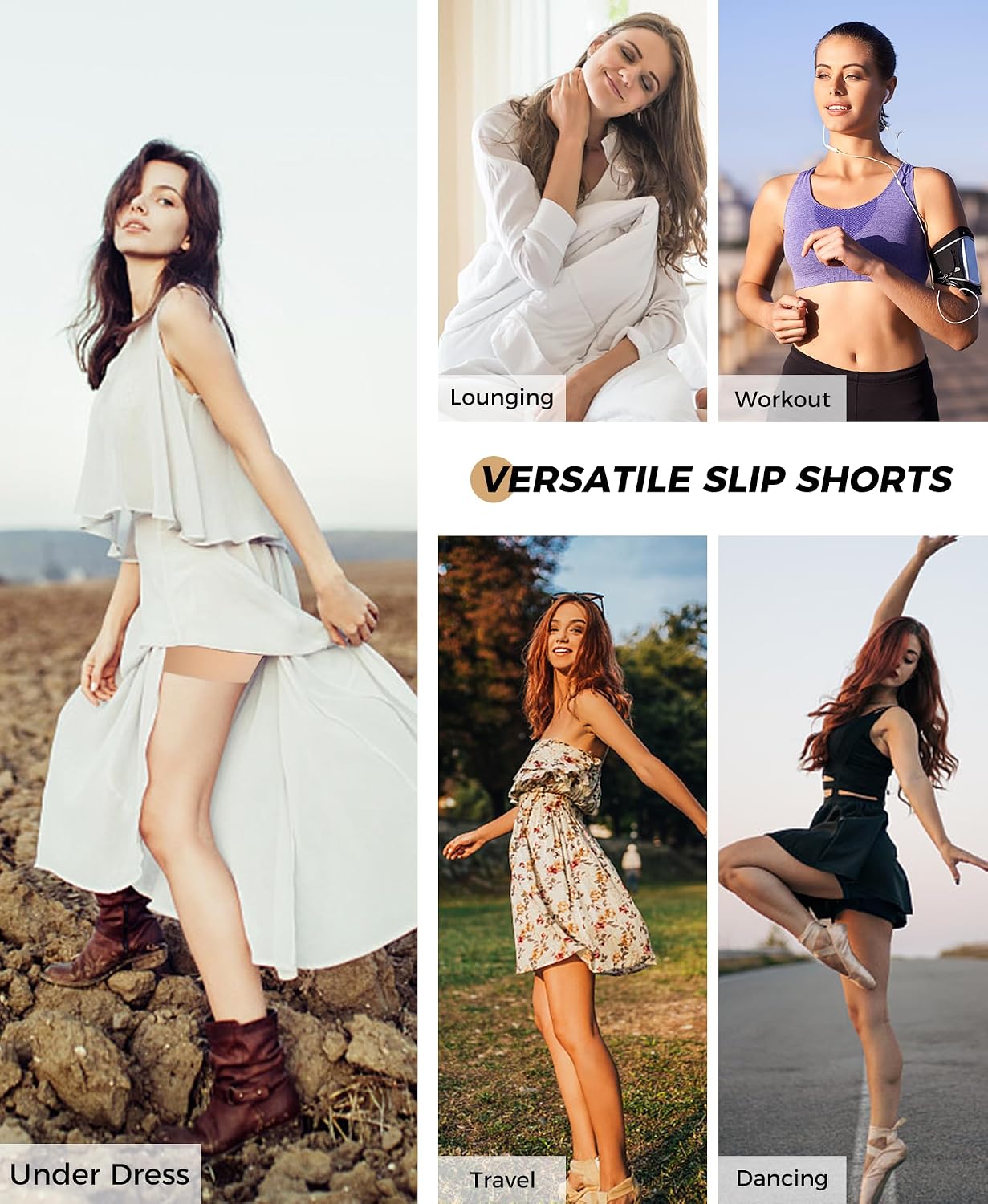 ZENUTA Slip Shorts for Women Under Dresses, Seamless Anti Chafing Shorts Summer, Biker Shorts for Women(Short-2pcs Nude)