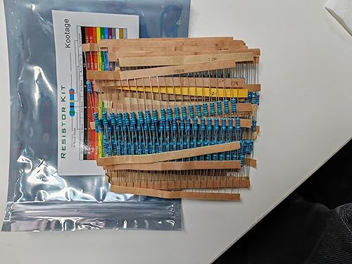 Miniatura 8 de Kootage Kit surtido de resistencias de película metálica de 12 W, 500 piezas, 25 valores 1 Ohm-1M Ohm 1% Tolerancia Kit de resistencia de película