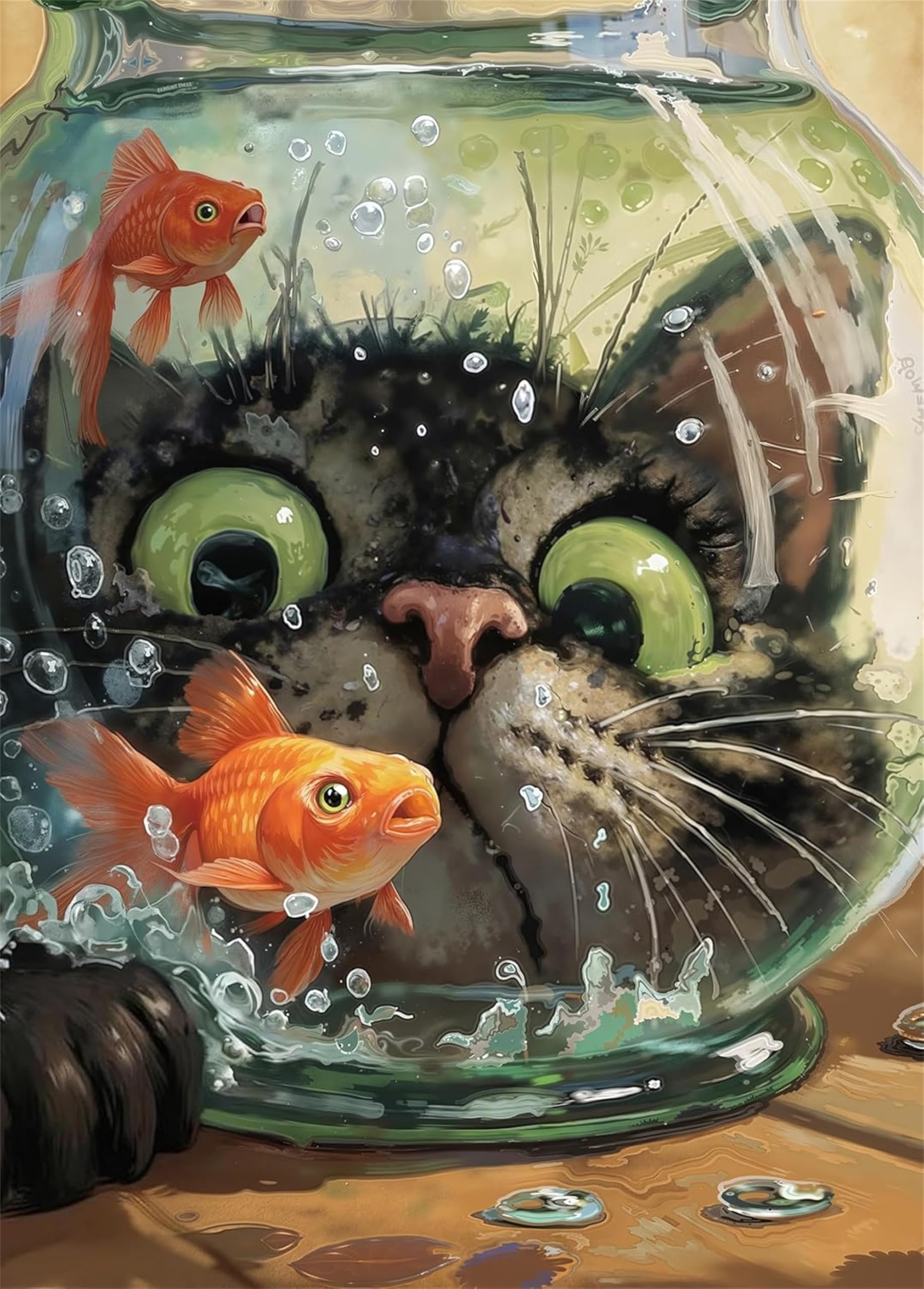Cat DIY Paint by Numbers Kits for Adults,Fish Painting Kit on Canvas,Animal Color by Numbers,Large Adult Paint by Number for Home Wall Decor,Gifts