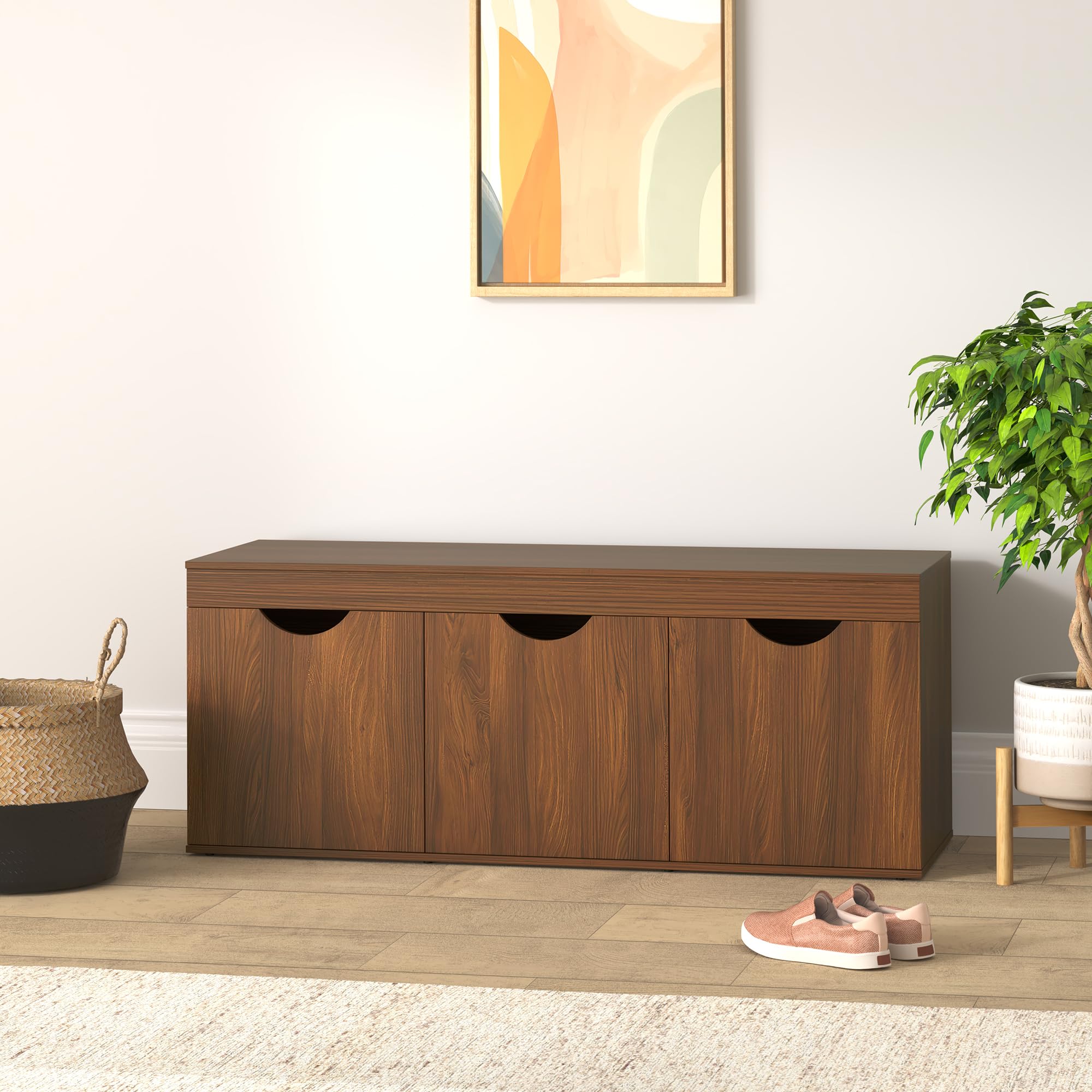 Amazon Brand - Solimo Sauron Engineered Wood 3 Door Shoe Rack (Walnut Finish) (B08698TQ24) Amazon Price History, Amazon Price Tracker
