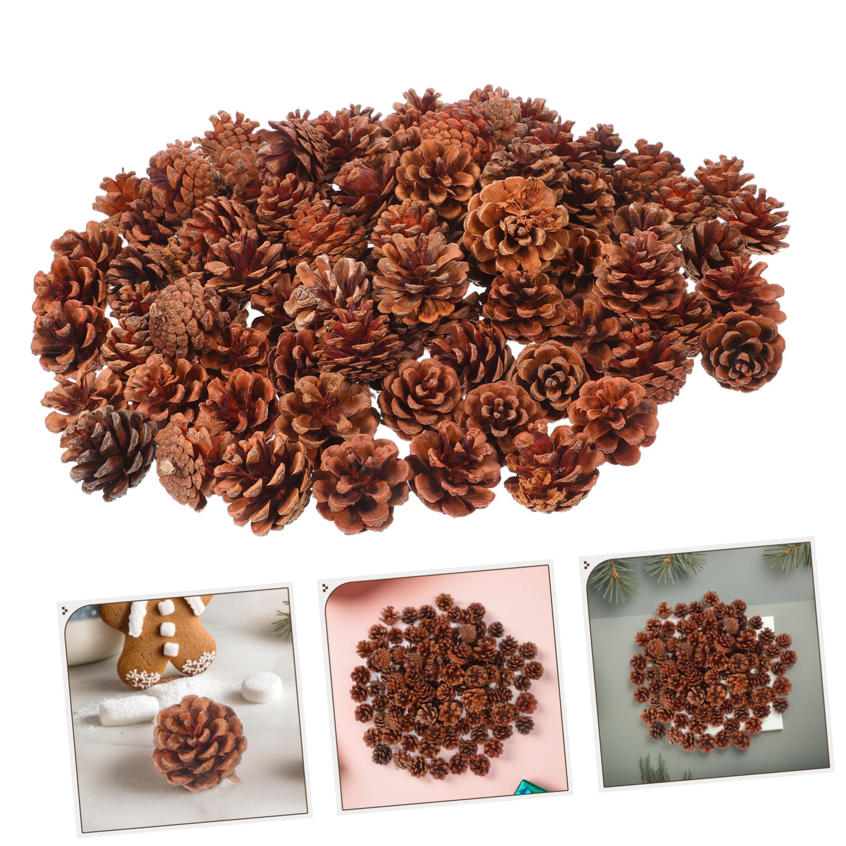 Garneck 130stücke Mini-kiefernzapfen aus Naturholz Mini-kiefernzapfen-Ornamente für Winter und Weihnachtsbasteleien Natürliche Tannenzapfen als Vasenfüller für DIY-Dekorationen