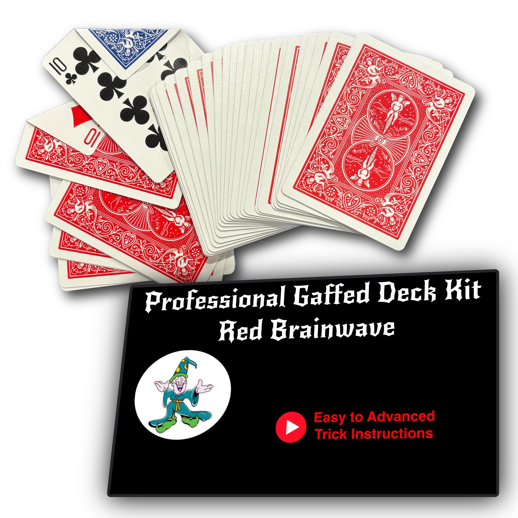 Ted's Sterling Magic Professional Gaffed Deck Kit for Beginner to Pro Magicians, Appearing, Teleporting and Transforming Trick Cards (Red Brainwave)