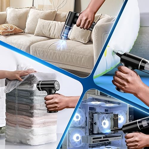 Miniatura 7 de Aspiradora de coche y hogar, 4 en 1 de alta potencia de 12000 pa, aspiradora portátil para automóvil, recargable e inalámbrica, apta para hogares,