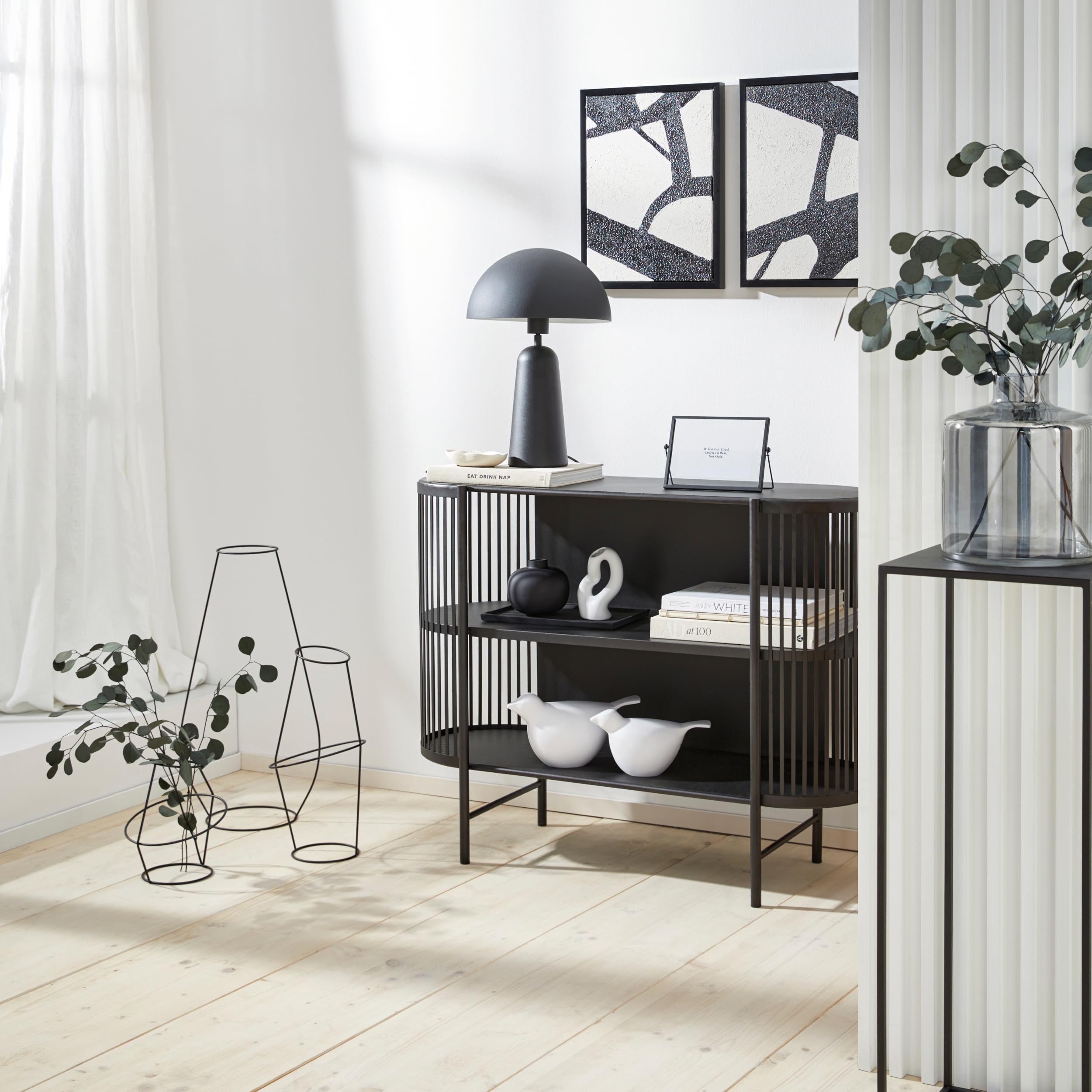 EGLO Tischlampe Aranzola, Nachttischlampe in Pilzform | Deko Tischleuchte minimalistisch, Pilz Lampe für Wohnzimmer und Schlafzimmer, Metall in Schwarz und Weiß, E27