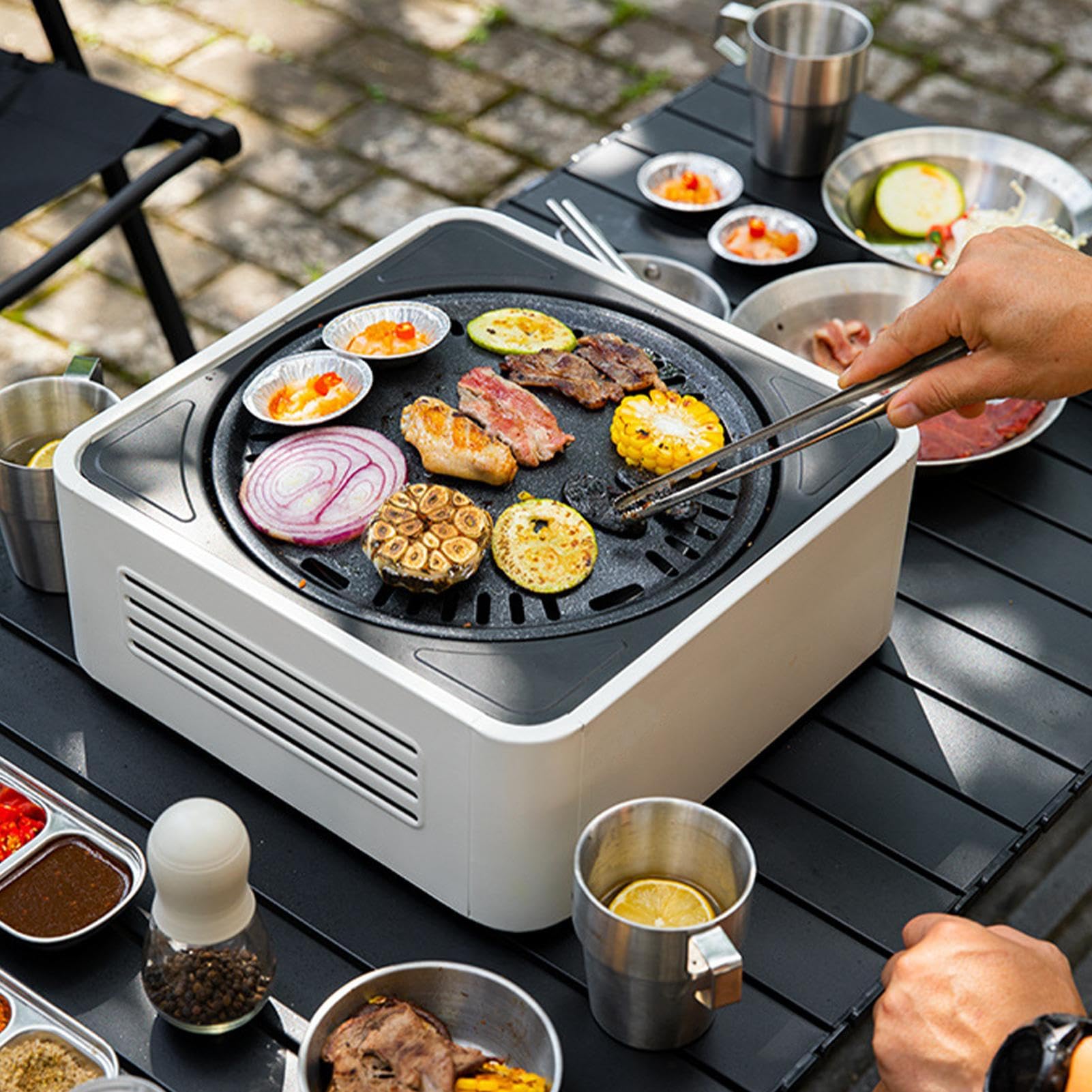 Grill węglowy - kompaktowy grill stołowy na zewnątrz, przenośny grill | Na kemping plaża podwórko ogród dom piknik podróż kuchnia wewnątrz na zewnątrz i impreza