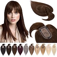 Vista 24 de Pelucas para mujeres de cabello humano real sin flequillo, base de seda de 7 * 13 cm, topper con clip, piezas de cabello para añadir volumen - 25
