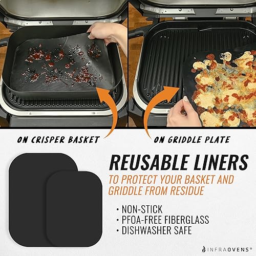 Miniatura 2 de Revestimientos de parrilla para parrilla y ahumador Ninja Woodfire, alfombrillas reutilizables para OG701 OG751 7 en 1 al aire libre eléctrico de