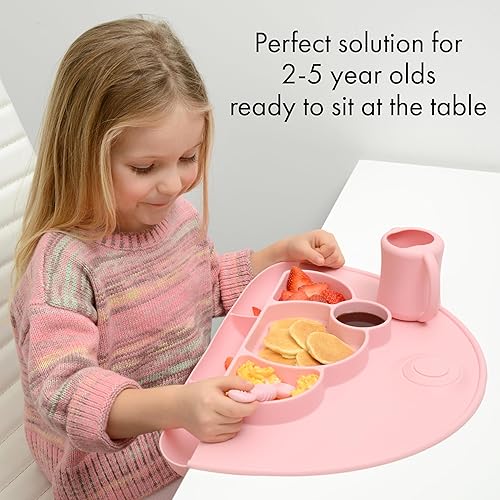 Miniatura 2 de PrimaStella Mantel individual de silicona para niños pequeños, plato dividido para niños pequeños, mantel individual de succión y receptor de