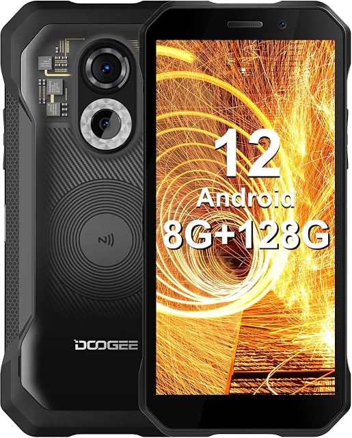 DOOGEE S61 Pro (2022) Rugged Smartphone Android 12, 8GB+128GB/SD 512GB, 48MP Camera+20MP Night Vision Camera, 4G Dual SIM IP68/IP69K Rugged Mobile Phones, 6.0" HD+ Display, 5180mAh, NFC, Transparent