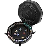 CASEMATIX Dice Tray and Dice Storage Case for Up to 115 RPG Dice - Dice Tray for Rolling with Magnetic Snaps, Embossed Dragon Design and Non-Scratch Interior for Random Rolls Dice Protection