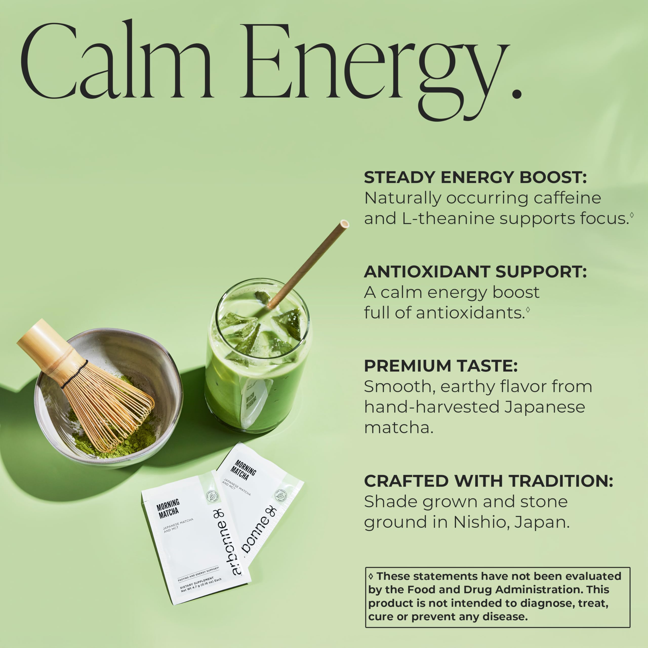 Arbonne Morning Matcha Green Tea Powder Organic Japanese Matcha Powder with MCT Oil for Sustained Energy Focus Antioxidant — view 2