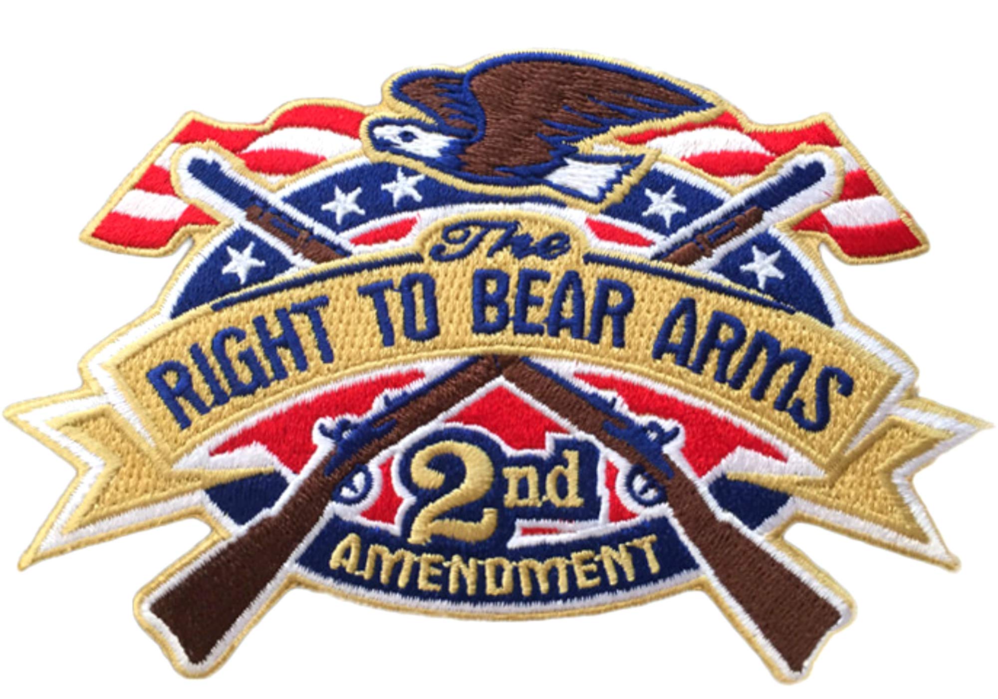 American Eagle 2A US USA Constitution 3.5" Embroidered Patch DIY Iron or Sew-on Decorative Vacation Travel Souvenir Applique Biker Emblem Badge Military Veteran Tactical Flag Patriotic Series
