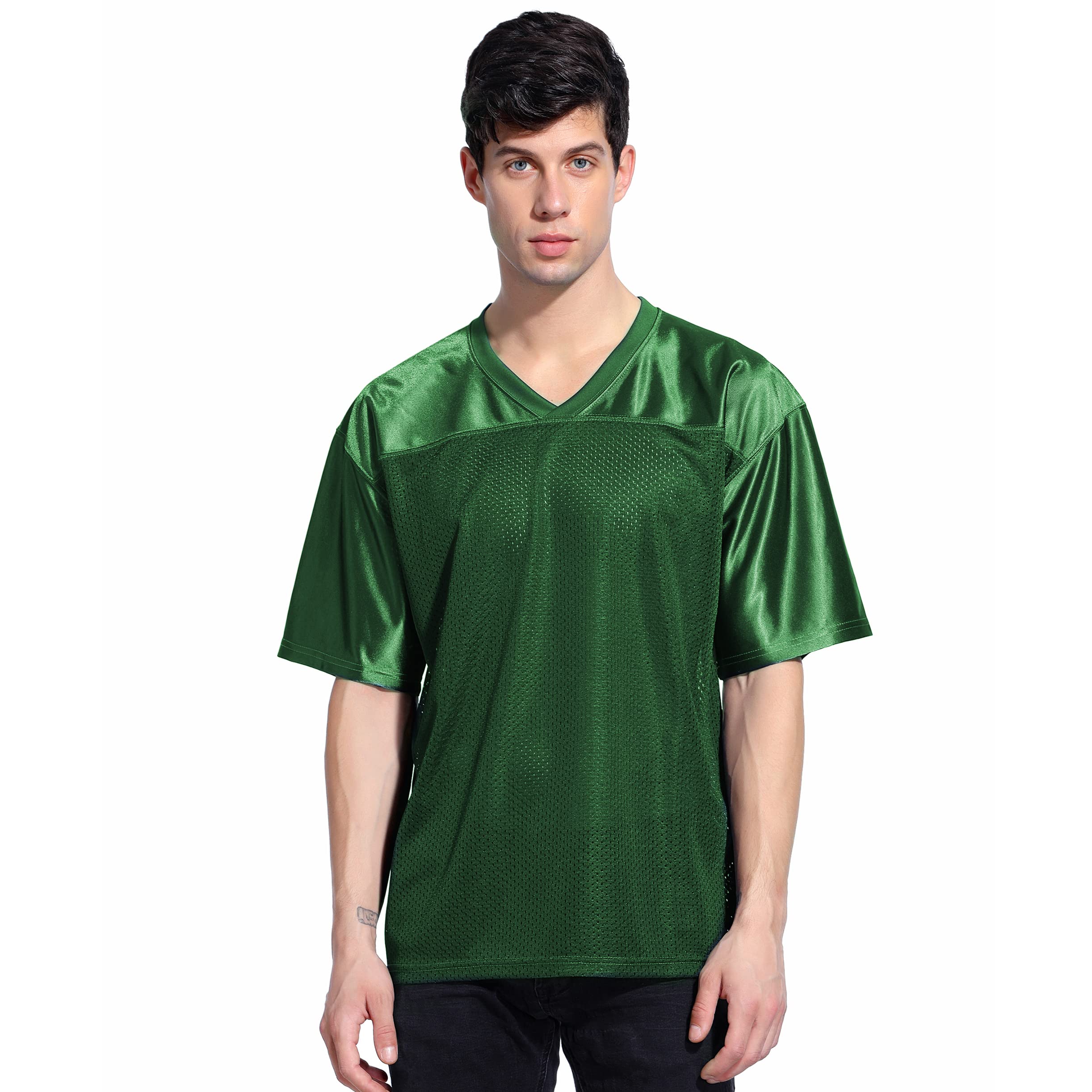 TopTie Mens Football Jersey Shirt, Adult Mesh Soccer Jerseys Breathable, Game Day Team Shirt-Army Green-XL