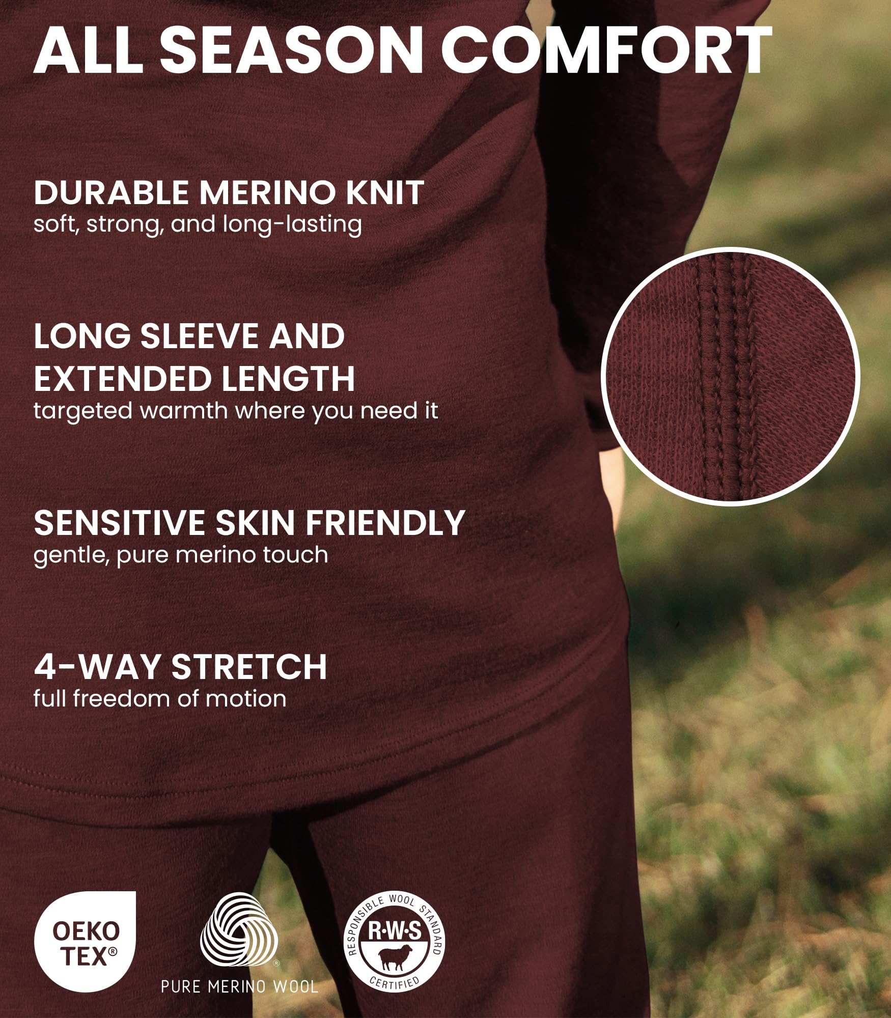 Merino.tech 100% Lana Merino Dolcevita Uomo - Maglia Termica + Calzini | Maglione 2 Stili Di Collo,Non Pizzica Calore e Stile Casual, Protezione e Traspirabilità Ideali Per Il Trekking e Lo Sci
