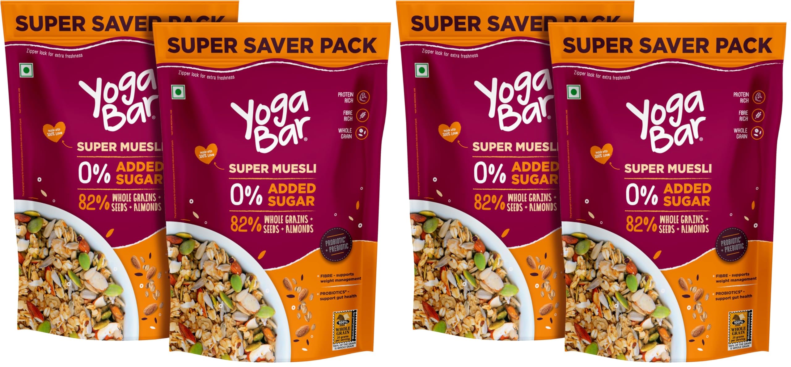 Yogabar Muesli Wholegrain Breakfast Cereals | Healthy Breakfast Cereals | Granola | Gluten Free | Antioxidant Rich | Healthy Food For Breakfast | Protein Rich, Nut (700Gm - Pack Of 4)-image-40