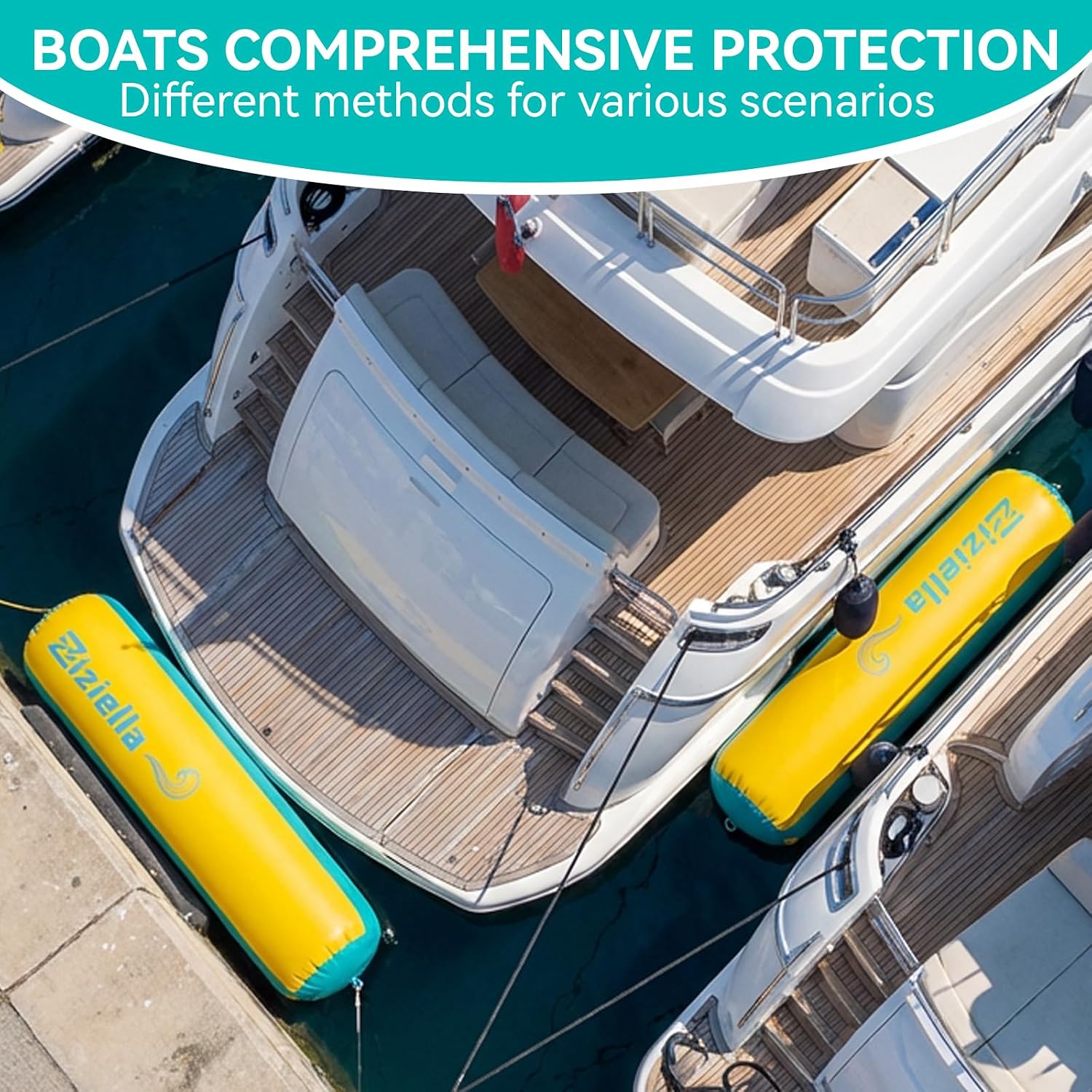 Inflatable Boat Fenders Boat Bumper, 4FT/6FT/10FT Heavy Duty Dock Fender with 2 Ropes Storage Bag, PVC Dock Bumper for Tying up Fishing Boats, Pontoon Boat, Yachts and Jet Ski