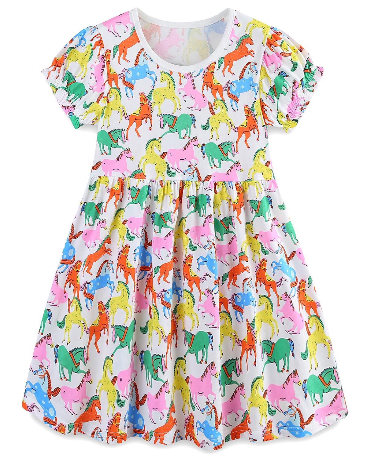 Toddler Girls Summer Dress Clothes Cotton Casual Cartoon Print Short Sleeve Dresses Girls Sundress 1-7 Years