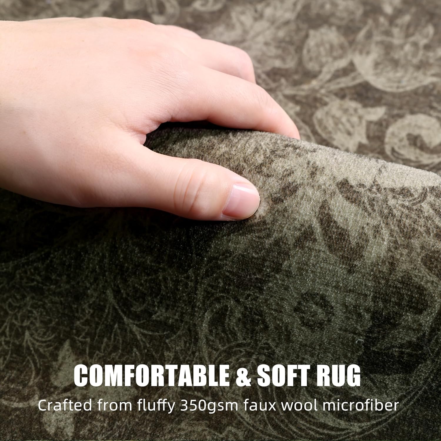 Washable Floral Area Rug 2x3, Vintage Farmhouse Botanical Rug, Non Slip Low Pile Thin Floor Soft Small Accent Rug for Entryway Bedroom Living Room Kitchen Doorway Stain Resistant Coffee