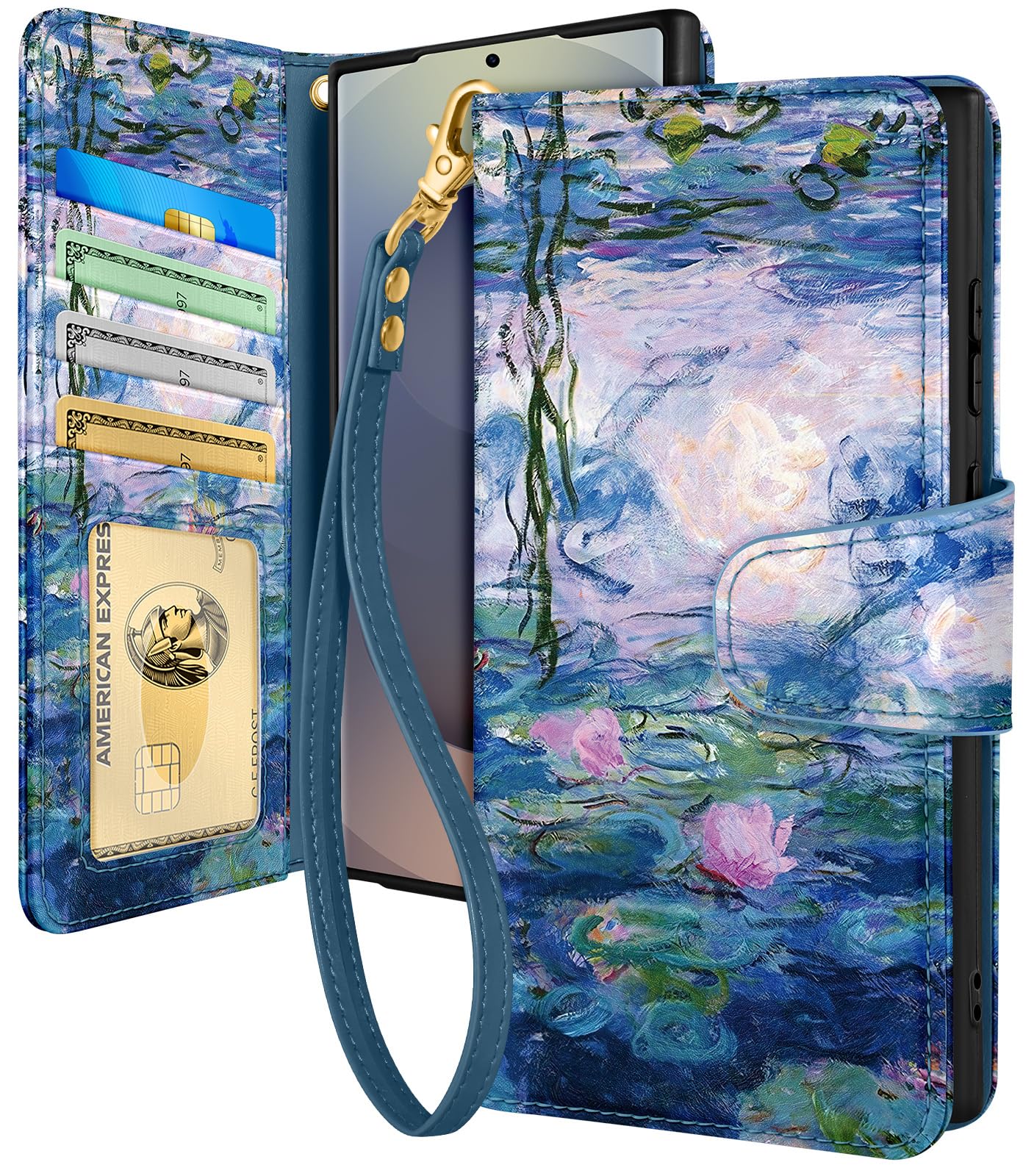 Toycamp for Samsung Galaxy S25 Ultra Wallet Case with Wrist Strap - Leather Flip Folio Phone Case with RFID Blocking 4 Card Slots Galaxy S25 Ultra