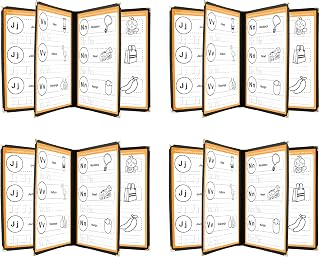 4PCS 8.5 x 11 Inch Menu Covers, 4 Page 8 View Transparent Restaurant Menu Covers, Fits A4 Size Paper, PVC Menu Holder, Bar Cafe Restaurant Book Black Folder (4 Page 8 View)