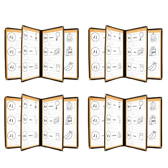 4PCS 8.5 x 11 Inch Menu Covers, 4 Page 8 View Transparent Restaurant Menu Covers, Fits A4 Size Paper, PVC Menu Holder, Bar Cafe Restaurant Book Black Folder 4 Page 8 View