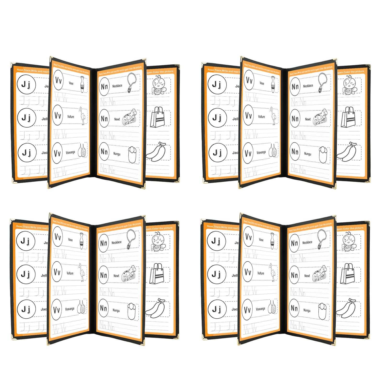 FLKQC 4PCS 8.5 x 11 Inch Menu Covers, 4 Page 8 View Transparent Restaurant Menu Covers, Fits A4 Size Paper, PVC Menu Holder, Bar Cafe Restaurant Book