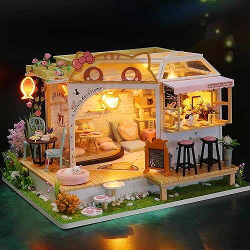 Miniatura 7 de GuDoQi Kit de casa de muñecas en miniatura, kit de casa pequeña con música, kit de casa en miniatura a escala 124, gran regalo de manualidades