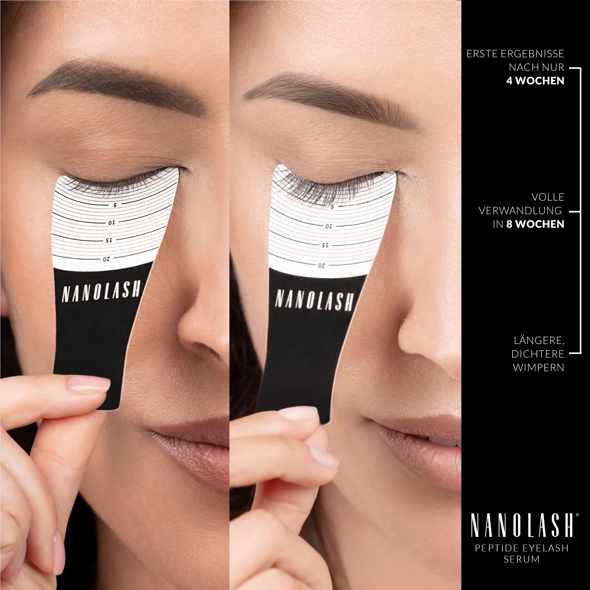 Nanolash Wimpernserum 5 ml - Peptidhaltiges Serum für Wimpern, ohne Hormone, stärkt Wimpernstruktur, reduziert Haarbruch, transparent, für alle Hauttypen und Geschlechter