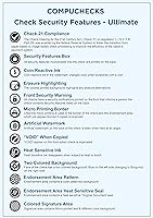 Vista 4 de 50 cheques en blanco de alta seguridad - Comprobaciones de computadora para QuickBooks en la parte superior (marrón laberintado) Peso del papel # 70