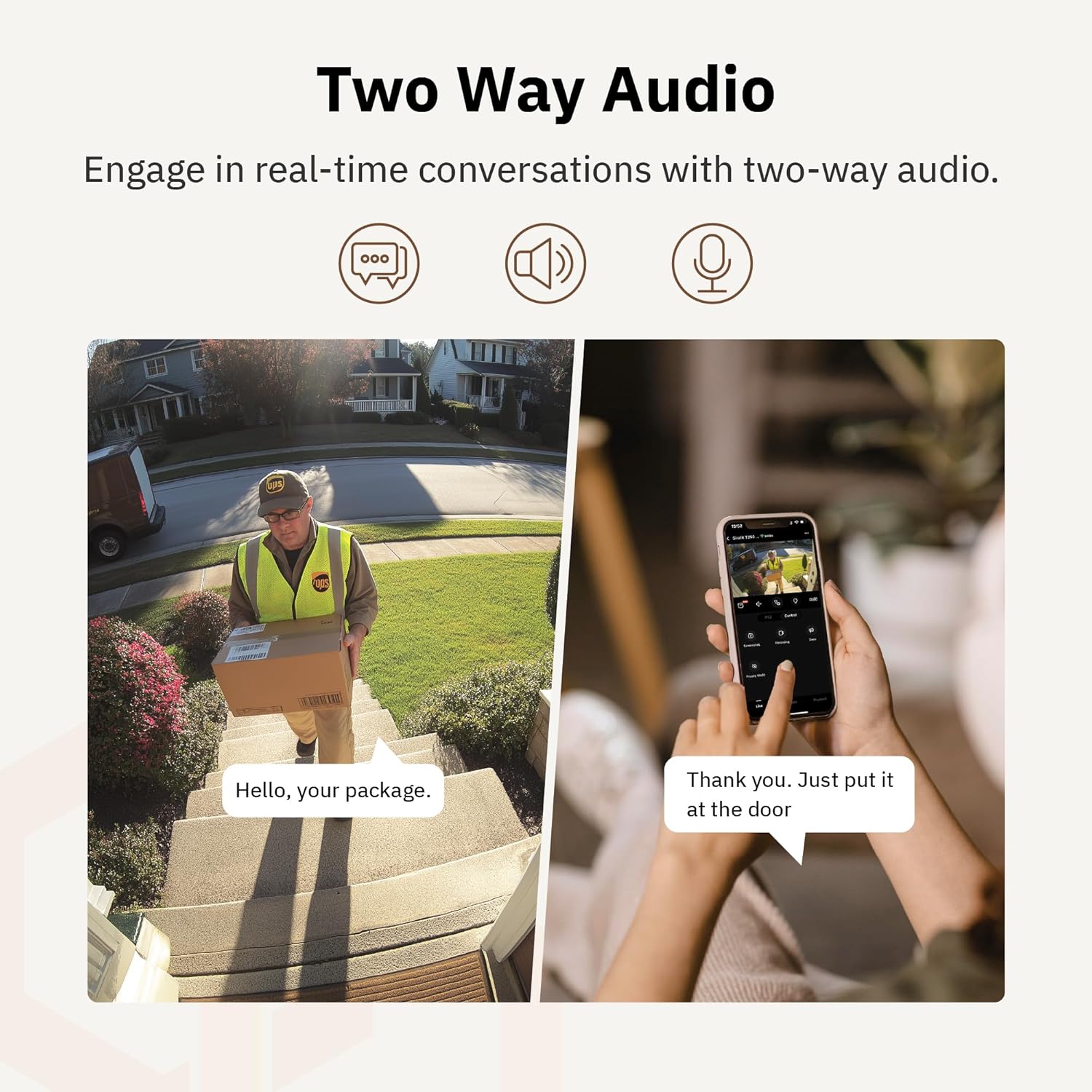 Two-way audio interaction with a delivery person