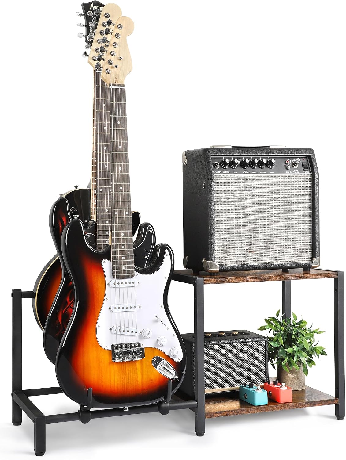 Bikoney 3-Guitar Stand with Amplifier Shelf