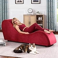 MIITDOAY Chaise Lounge Chair - Heavy-Duty Metal Frame Yoga Sofa with Removable Washable Velvet Cover for Stretching & Relaxation