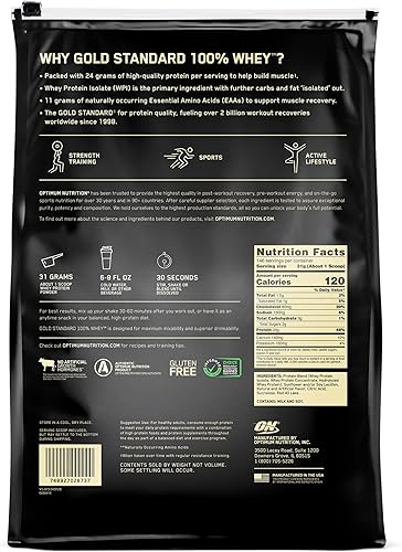 Vista 135 de Optimum Nutrition Estándar dorado 100% Proteína de Suero de Leche en Polvo, Pie de lima, 1.8 Libra