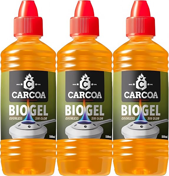 OAXYS Gel Encendido de Bioalcochol Carcoa - Especial para Fondue, Grills de Mesa, Wok, Barbacoa y Encendido de Chimeneas. Sin Olor. 500 ml (Pack 1) - 2