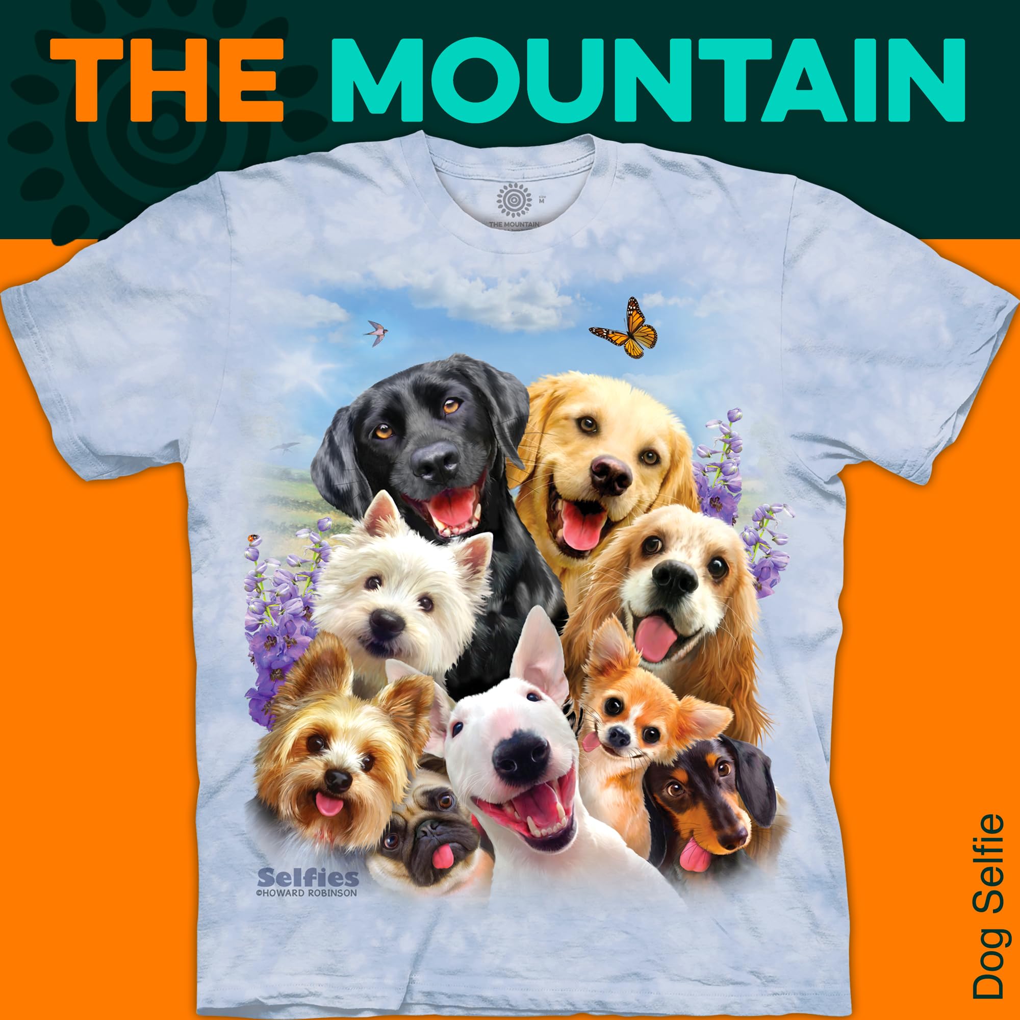 The Mountain Camiseta Unisex Dog Selfie | Premium, teñida a Mano | Camiseta gráfica Animal